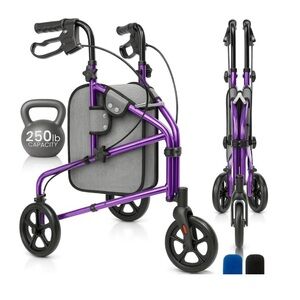 Purple Foldable Walker with Seat